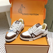 LV 26ss Trainer Sneakers White Brown Suede Cowhide 657901