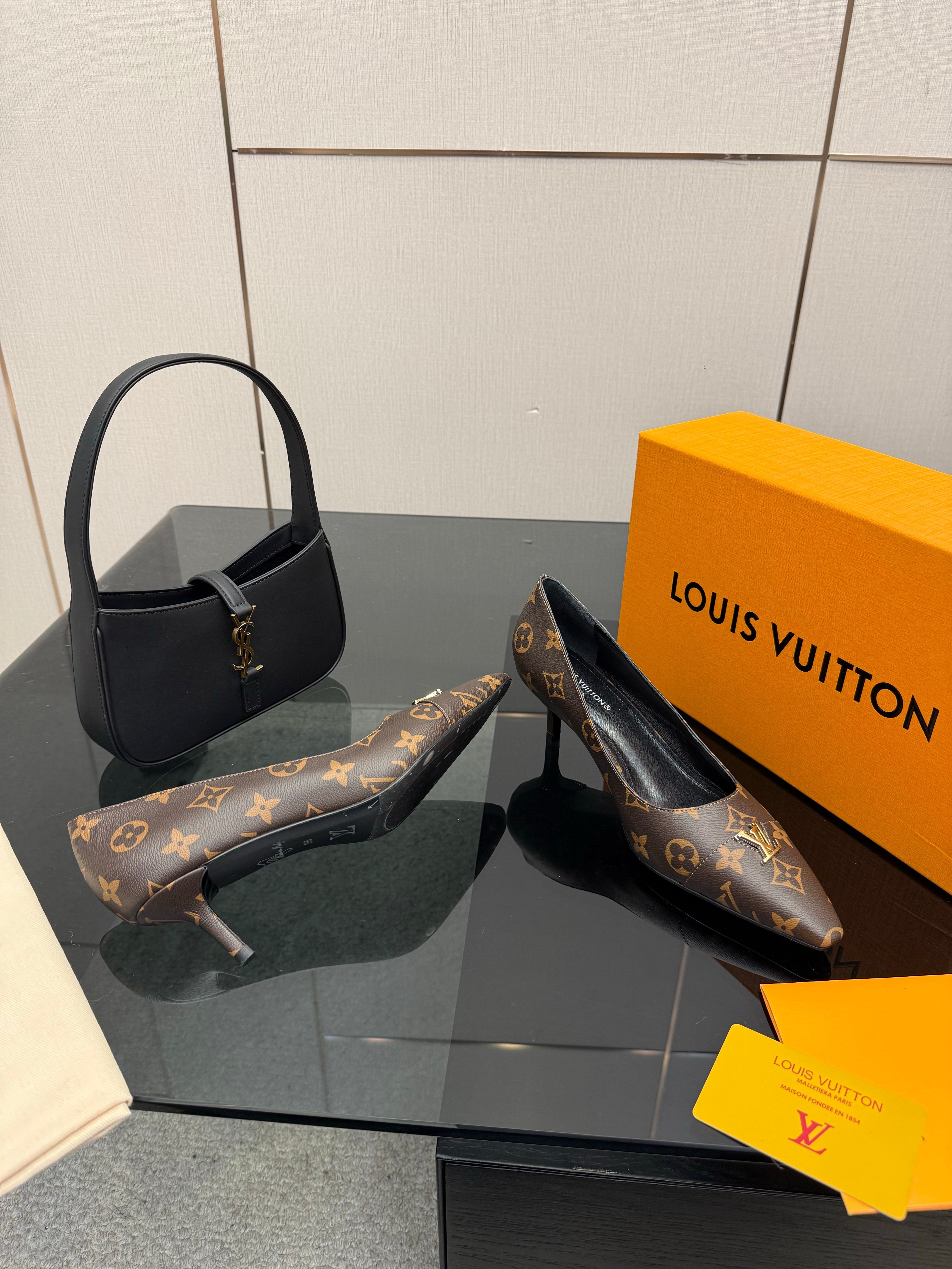 LV 26ss Heel Pump 55 Brown Monogram Calfskin 629633