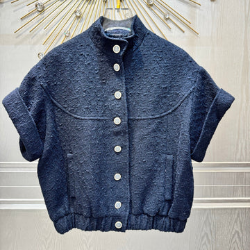 Chanel 2026 Blouson Navy Blue Cotton Viscose