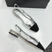 Chanel 2026 Slingback Flat Silver Metallic Leather 626359