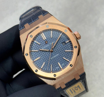 Audemars Piguet Royal Oak Selfwinding 41mm 15400OR Blue Dial Leather Strap