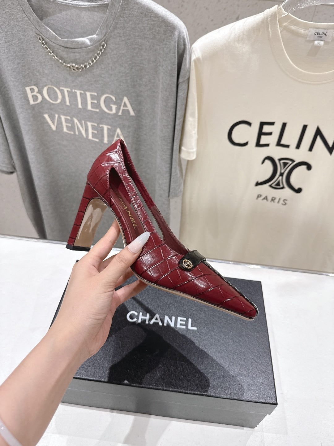 Chanel 2026 Embossed Patent Calfskin 85mm Pumps 896437