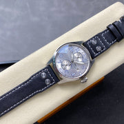 IWC Big Pilot 46mm Silver Blue Dial Steel Case Black Leather Strap