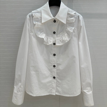 CC 25 Lace Collor Shirt White Cotton