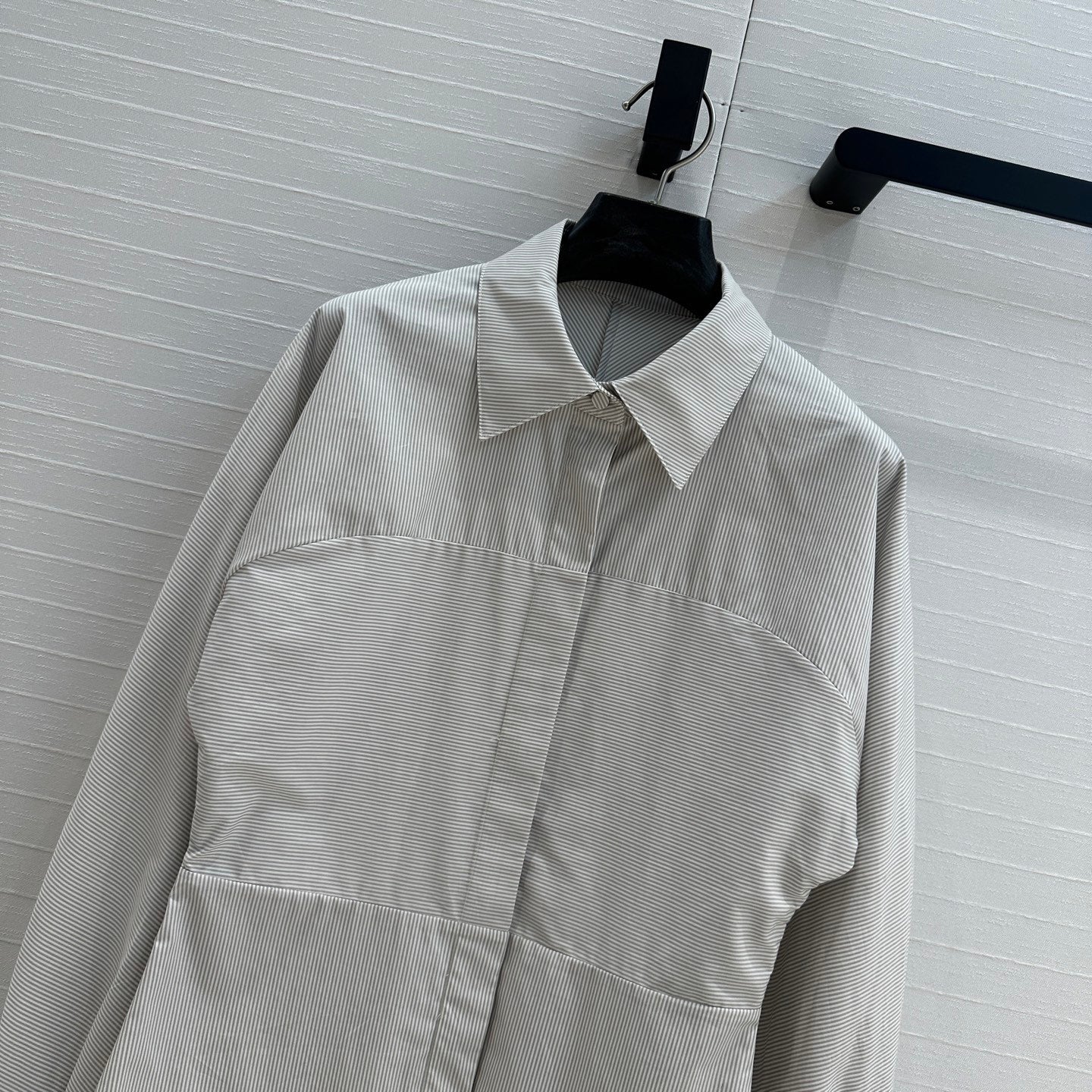 Fendi 25 Patchwork Waist Shirt Light Gray Cotton