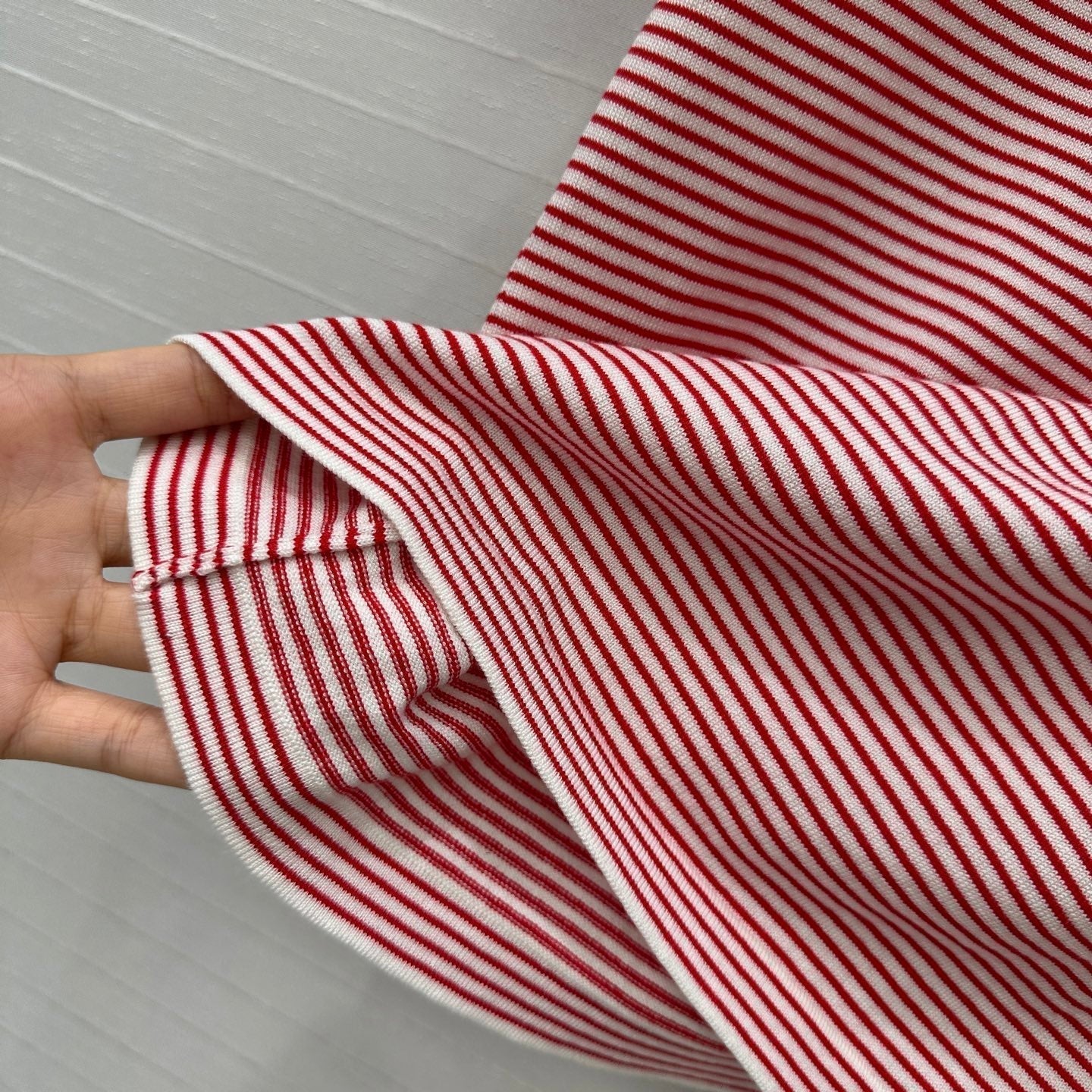 Prada 25 Striped Short-sleeved Knitted Top Red Cotton