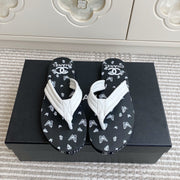 CC 26s Thong Sandals Black White Rubber Leather 647684