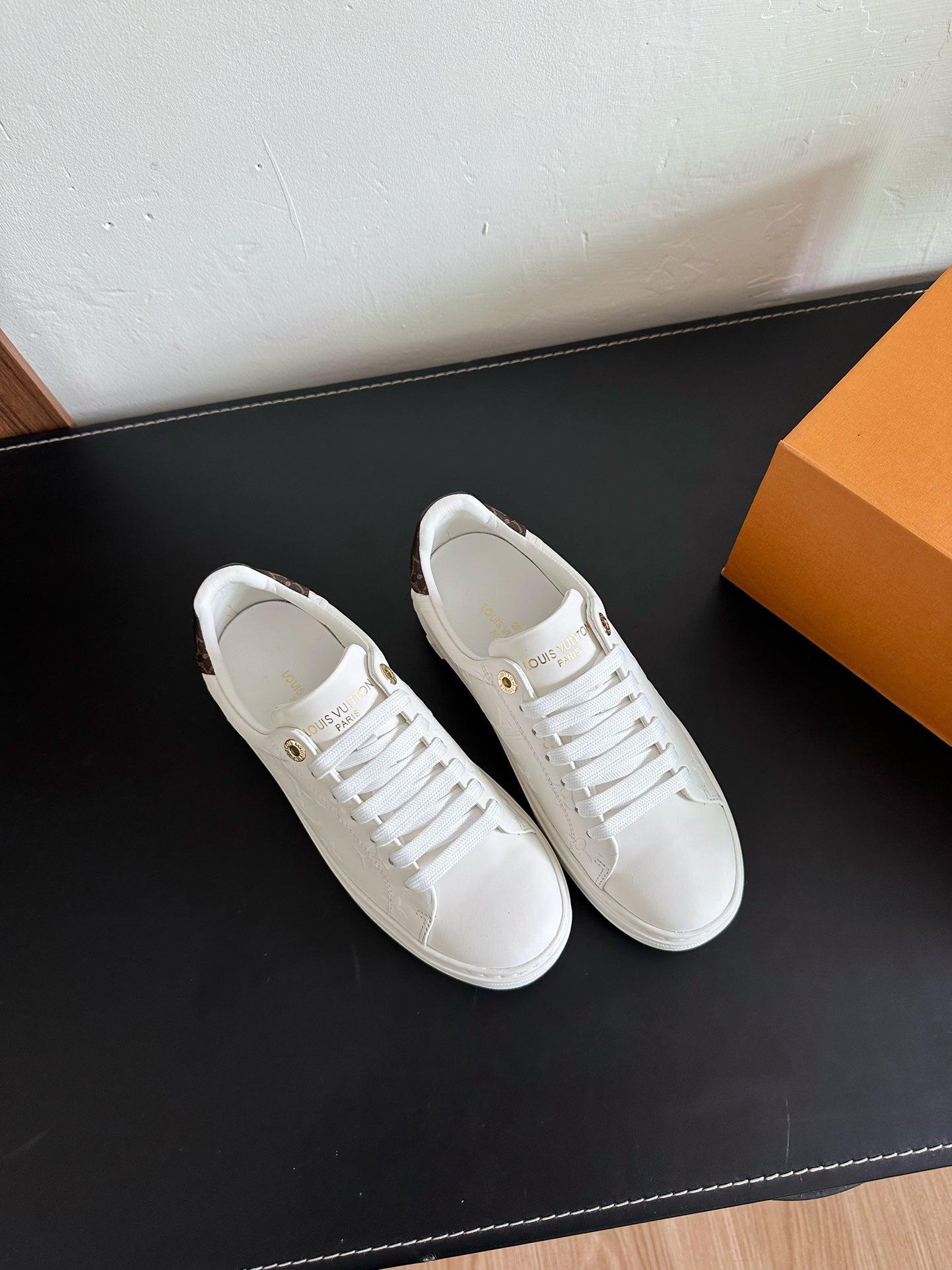 LV Time Out Sneakers White Mix Brown Monogram Cowhide