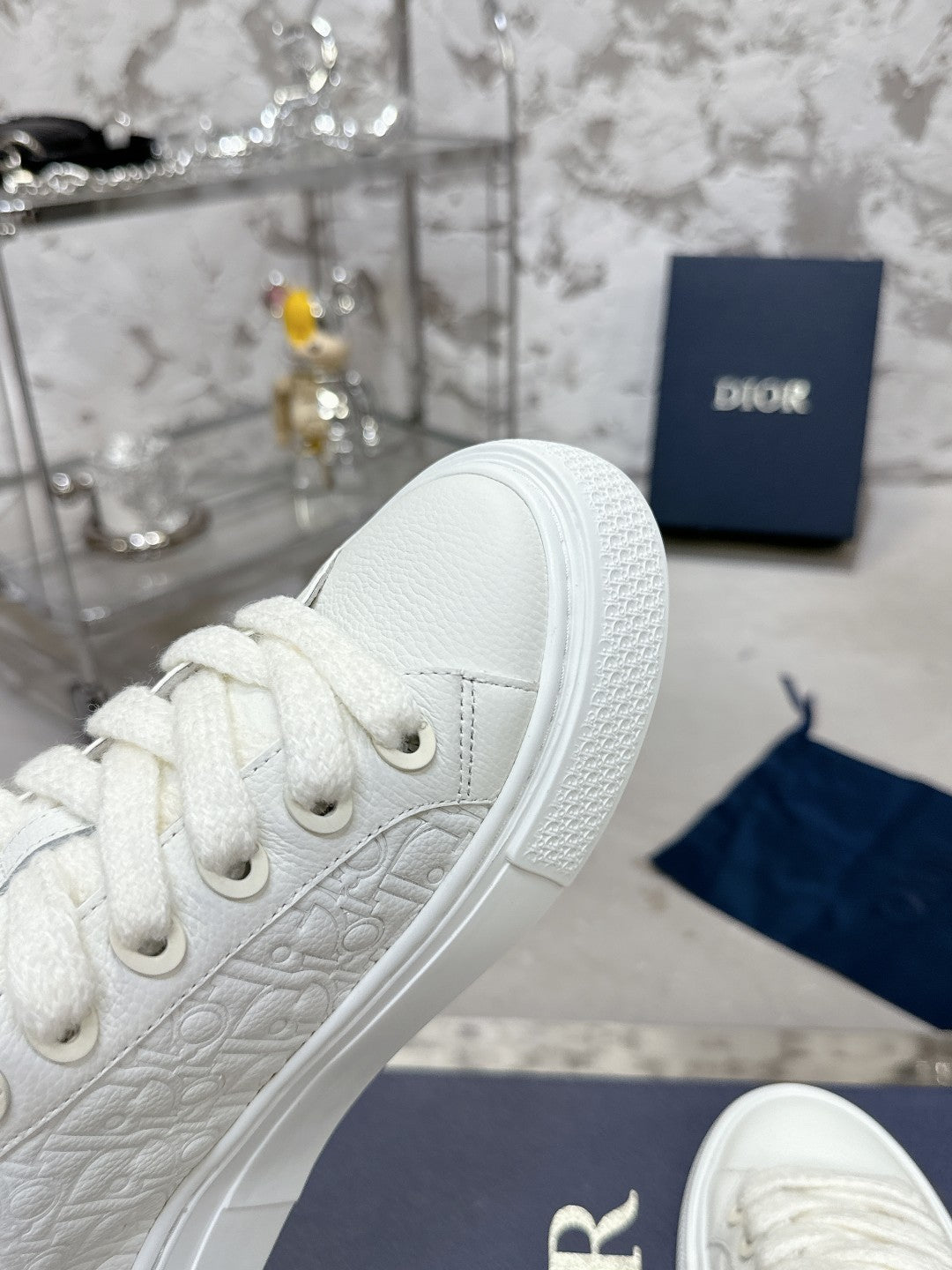 CD B33 Sneaker 30mm In White Monogram Calfskin 100554
