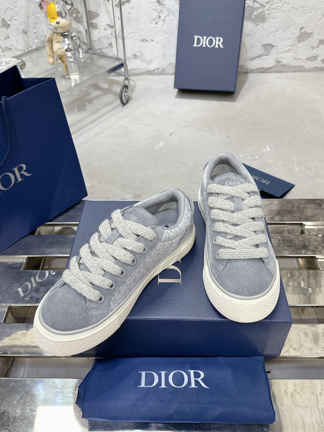 B33 Sneaker 30mm Dark Grey Mix Light Grey Monogram Suede 103966
