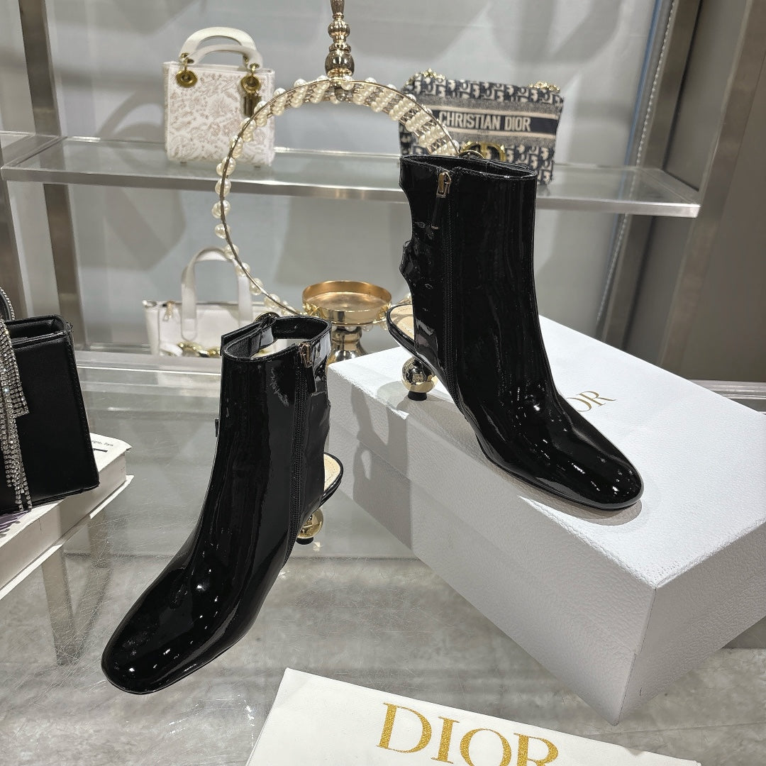 D-Idole Heeled Ankle Boot In Black Glossy Lambskin 996440