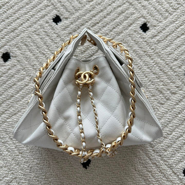Chanel 25 Hobo Bag 22cm White Calfskin 286182