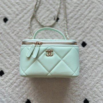 Chanel 2025 Vanity 17cm Bag Mint Green Caviar Leather 320297