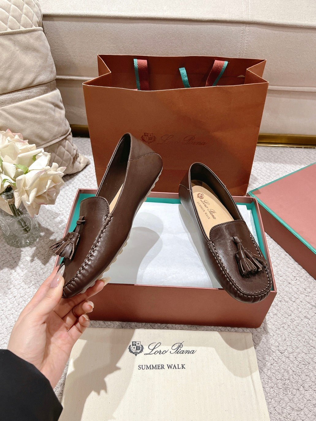 LP Dot sole walk mocassinown Syrup Brown Leather 215009