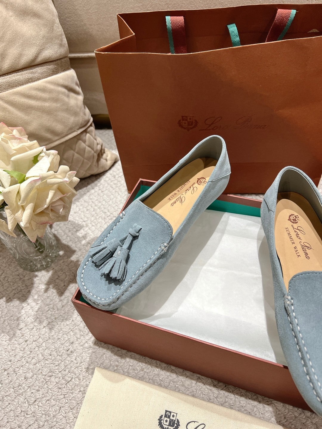 LP Dot sole walk mocassin Demin Blue Suede 214998