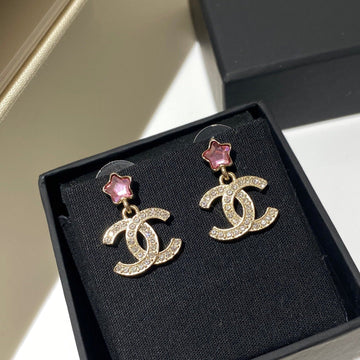 CC Pink Star Gold Diamond Earrings