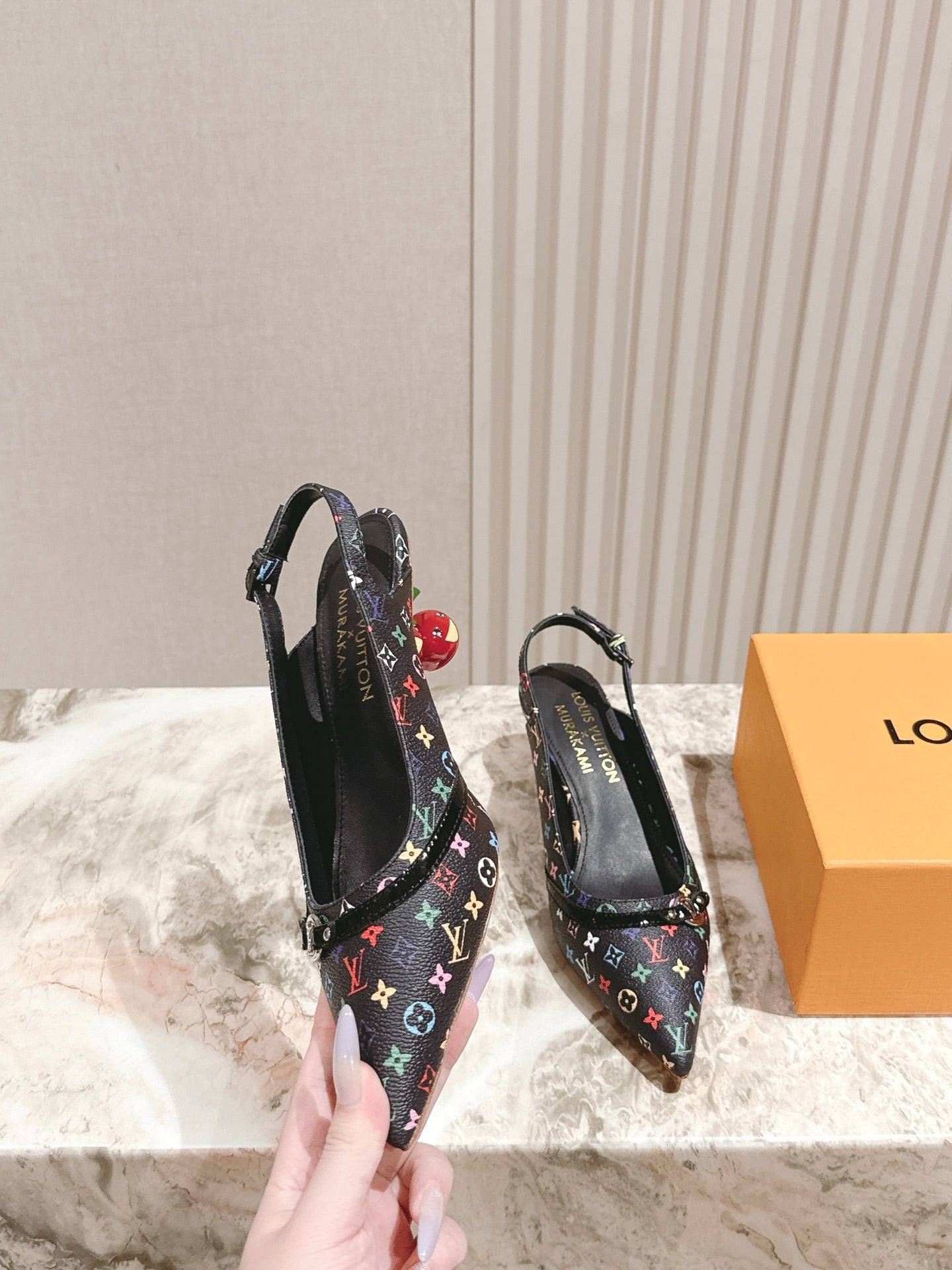 LV 26ss Slingback 45 Black Multicolor Cowhide 656934