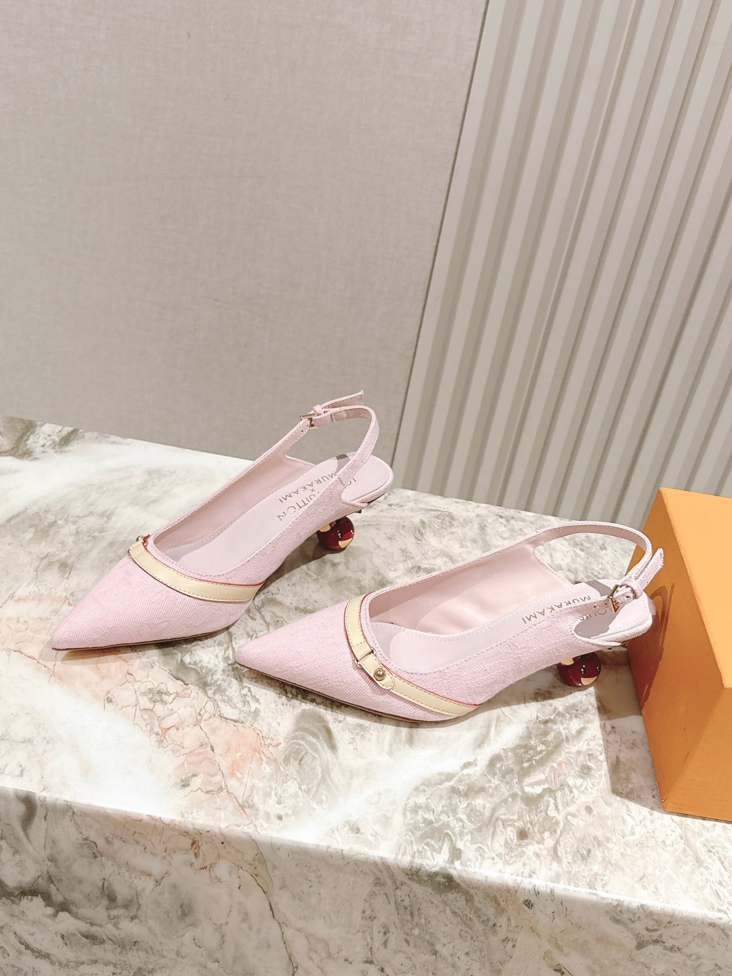 LV 26ss Slingback 45 Light Pink Denim 656936