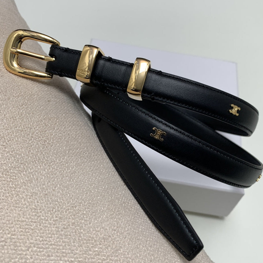 CEL 18mm Gold Belt Black Cowhide 176690