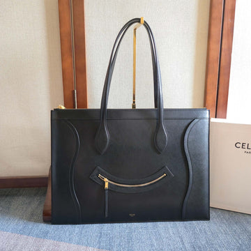 Celine 2026 Flat Cabas New Luggage Bag Black Calfskin 276207