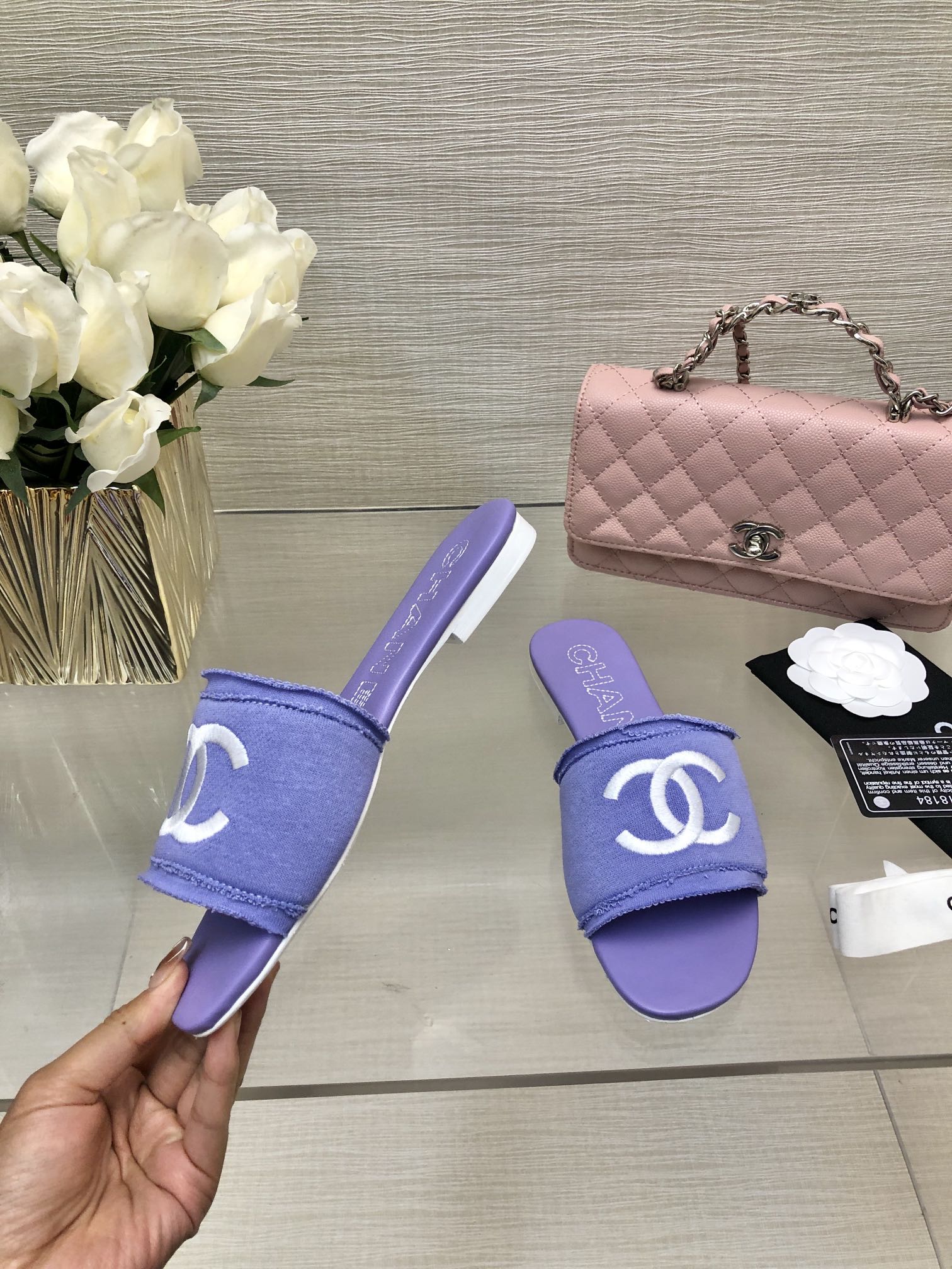 CC 25C Slippers Purple Fabric Material 212966