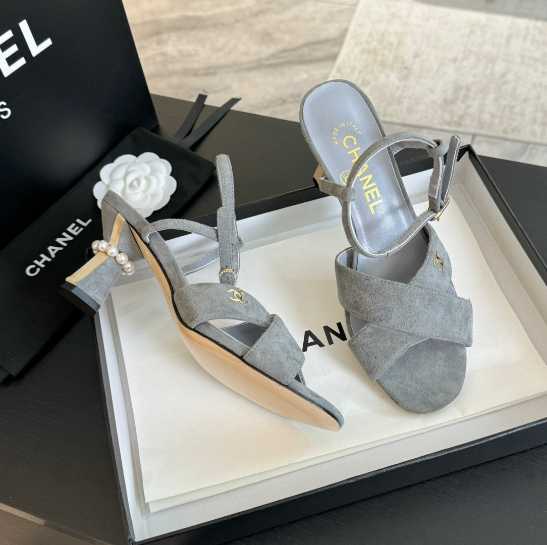 High Sandals Lambskin Gray