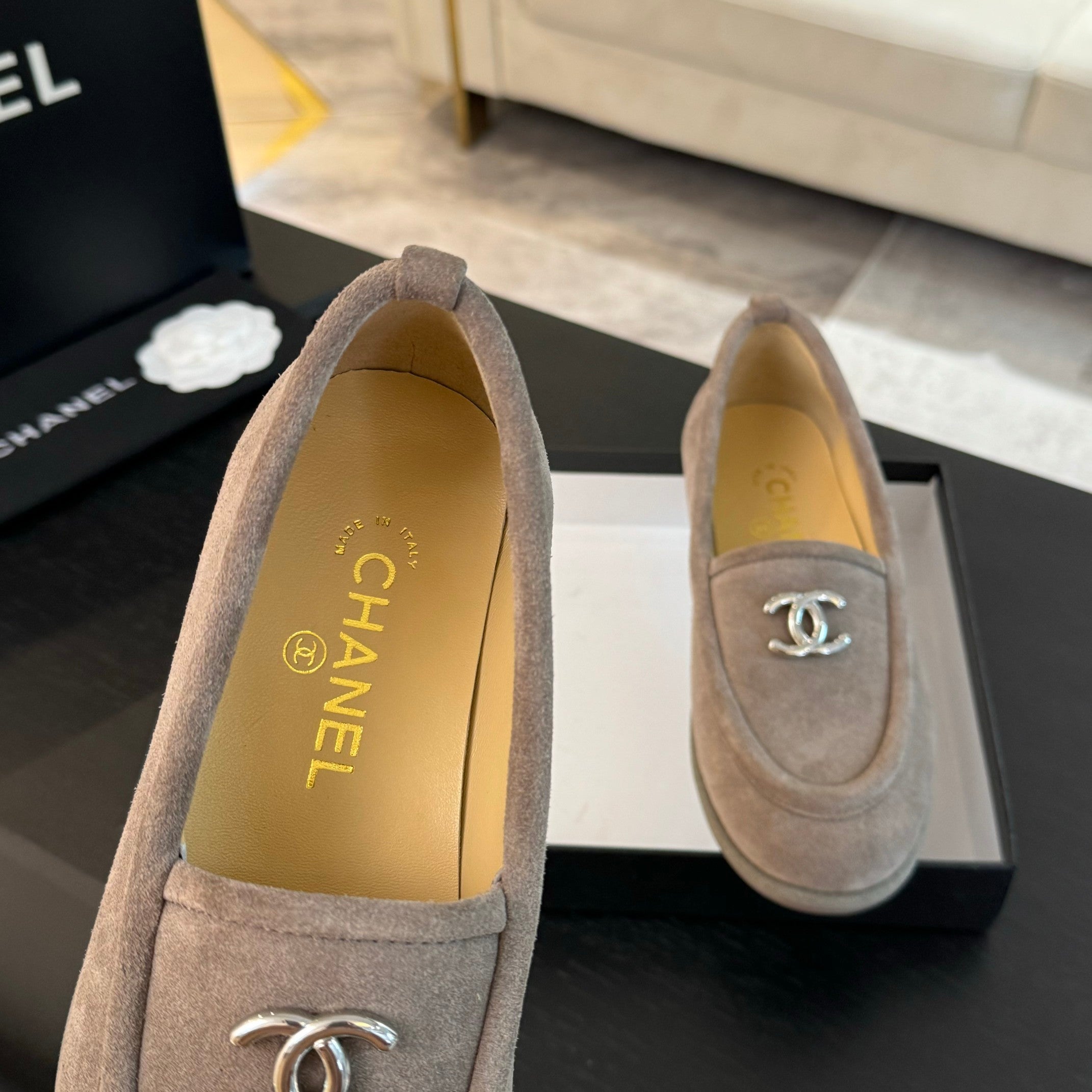 CC Moccasins Grey Suede