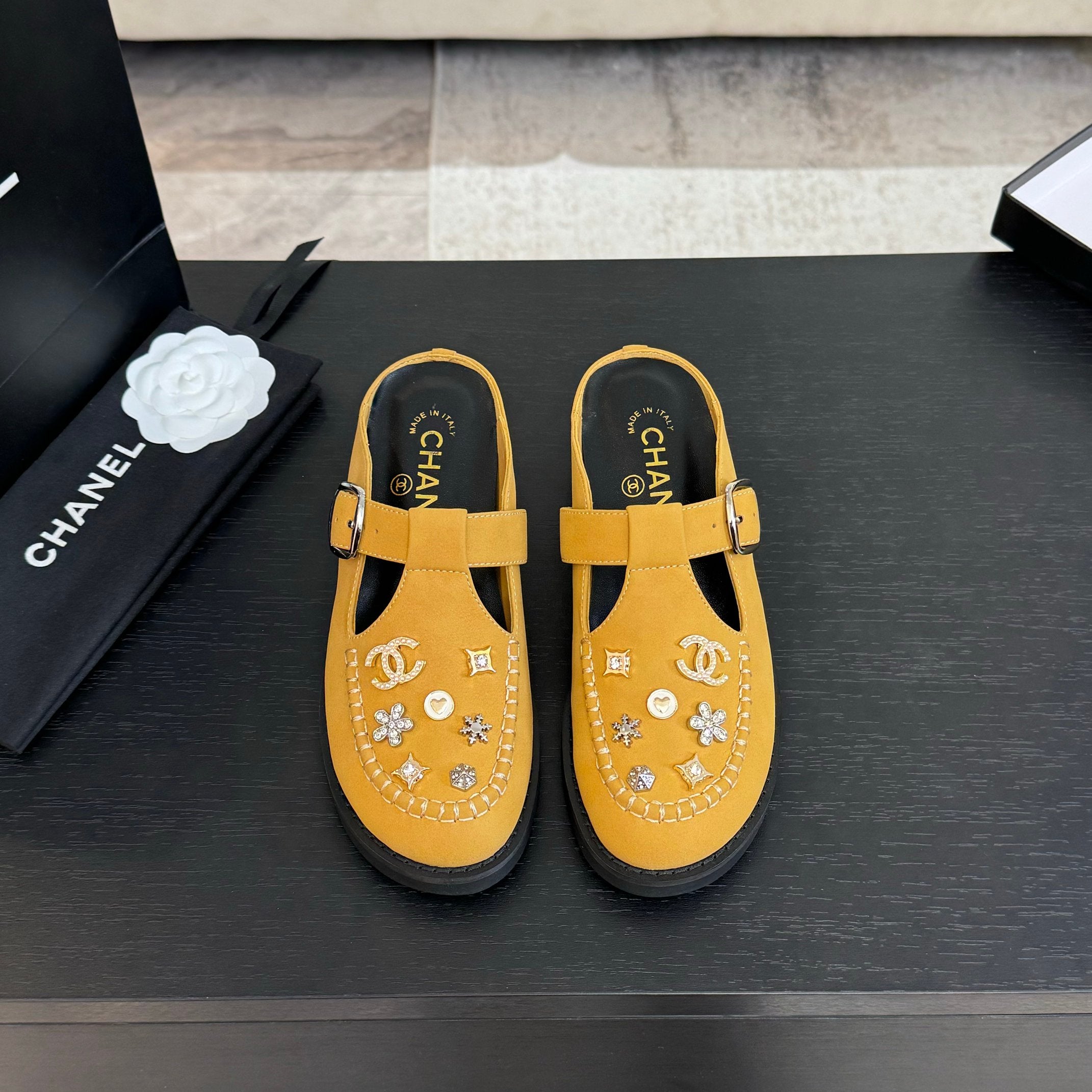 CC 25C Mule Sandal Canary Yellow  Imported Cowhide 212944