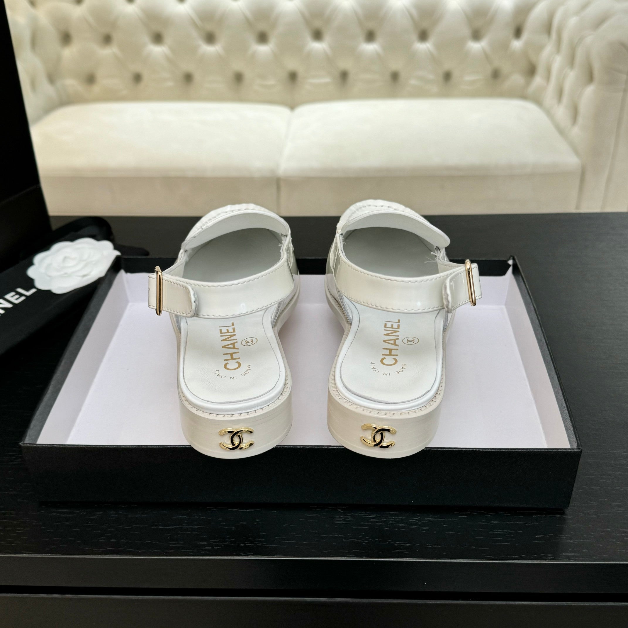 CC 25C Slingback Loafer White Patent Leather