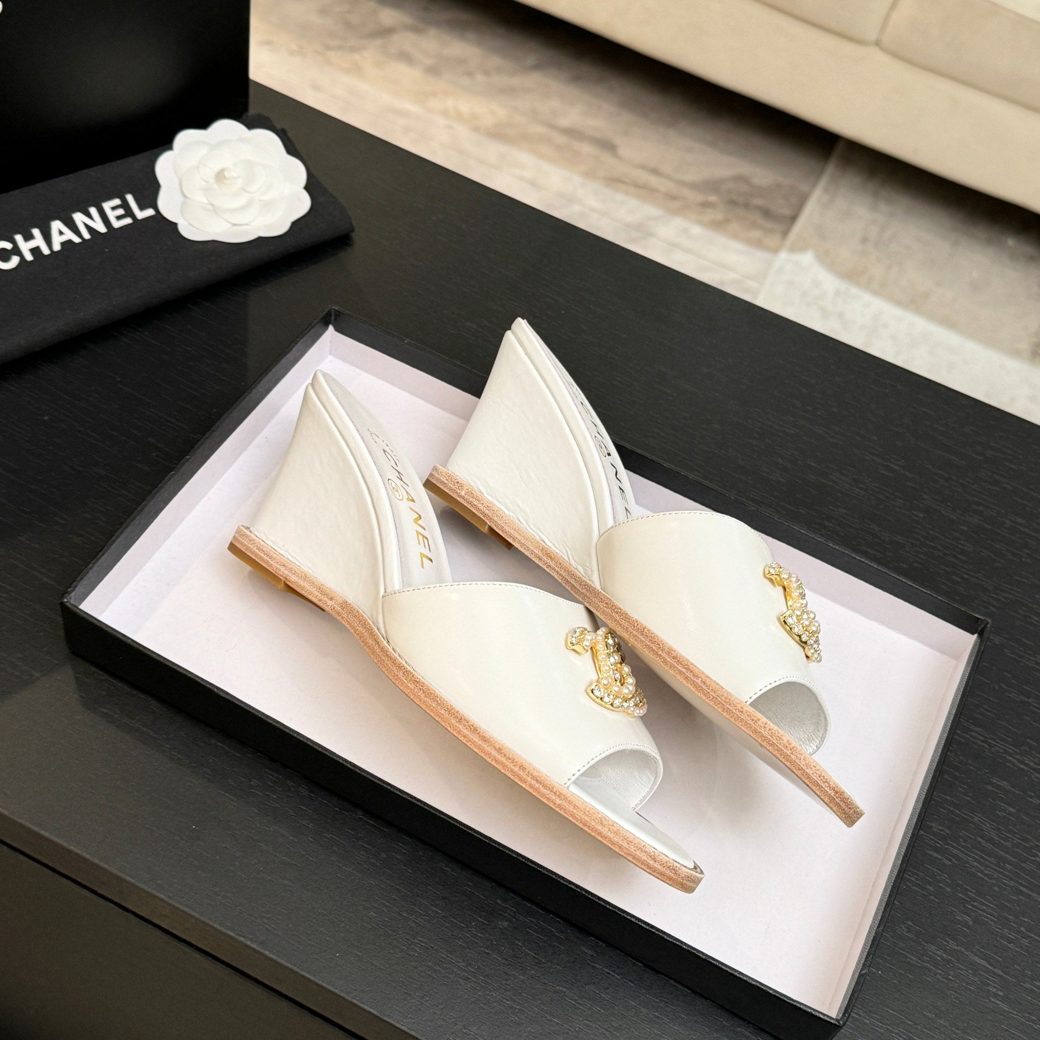 CC 2026 Wedge Sandals 65 White Lambskin 667771