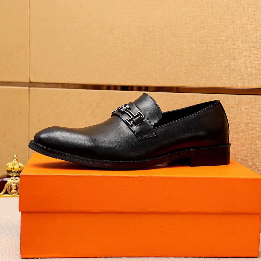 HM Men's Loafers Black Calfskin 679794