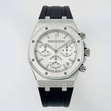 Audemars Piguet Royal Oak Chronograph 41mm Steel Case White Dial Rubber Strap