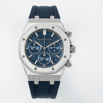 Audemars Piguet Royal Oak Chronograph 41mm Steel Case Blue Dial Rubber Strap