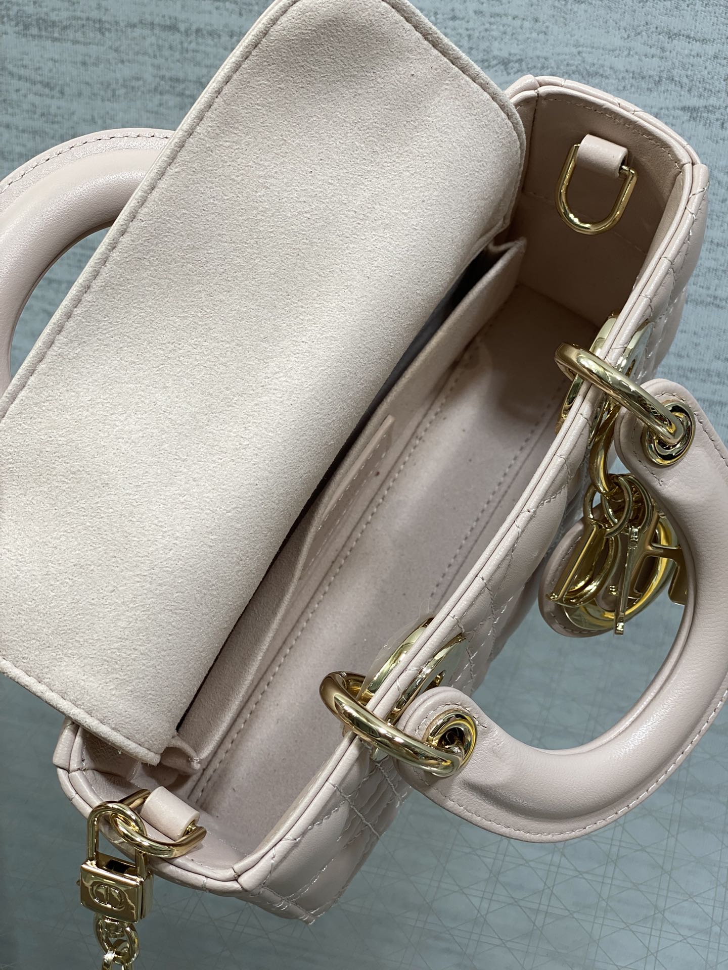 Dior 2026 Micro Lady D-Joy Bag 19cm Powder Pink Cannage Lambskin