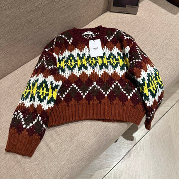 Celine 25 Sweater Brown Mix Multicolor Wool 302948