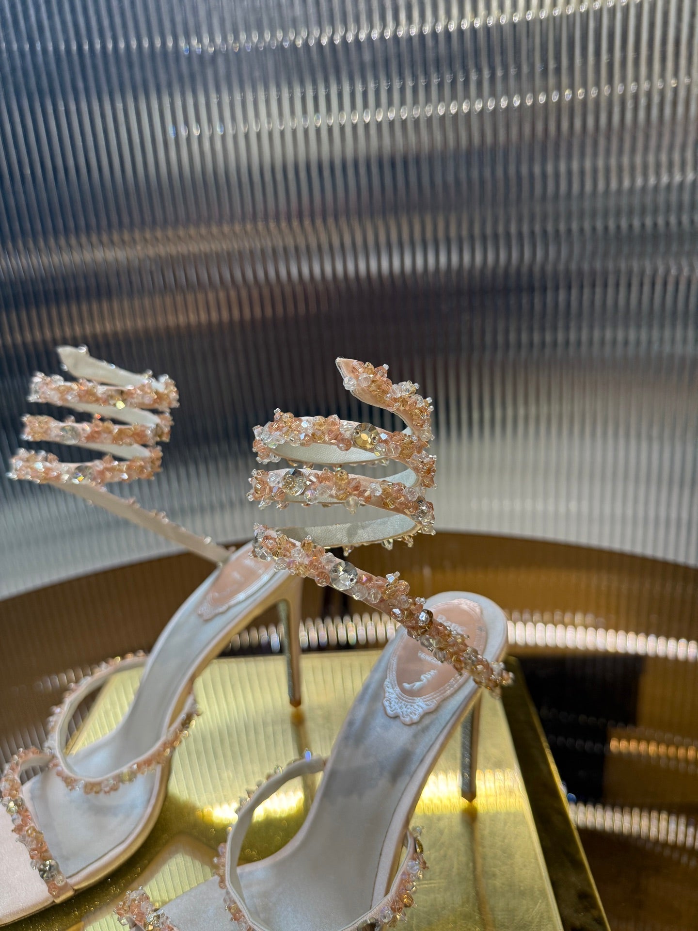 RC 25C Crystal Diamond Sandals Pink Sheepskin Rhinestone 275778