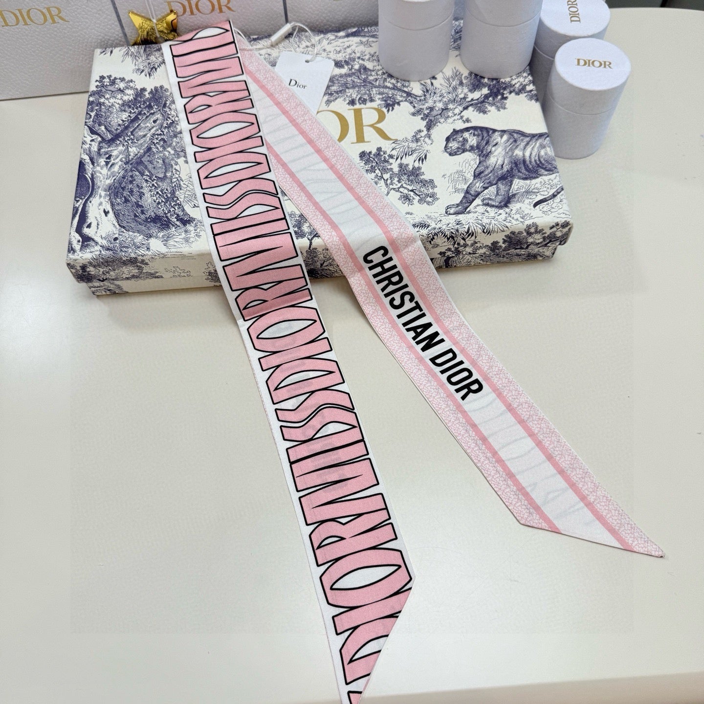 CD Twilly Mini Scarf 105cm Light Pink Mulberry Silk 957053