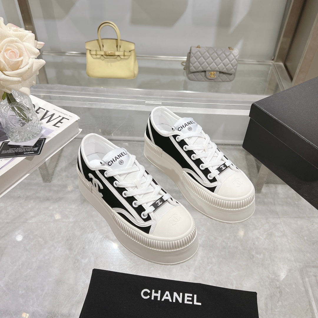 CC Sneaker Black Fabric And Lambskin