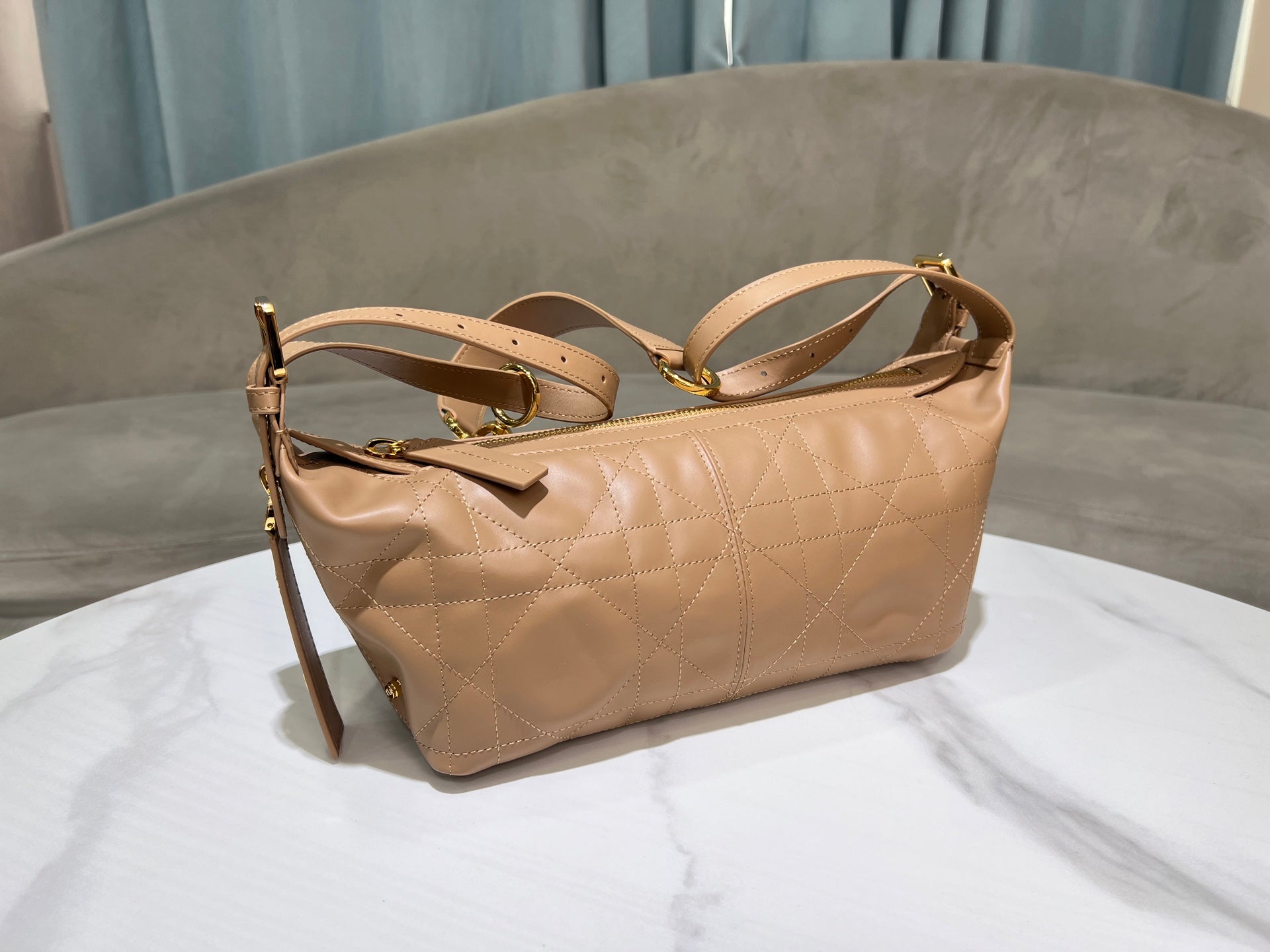 CD  Hobo Bag 23 With Chain Nude Pink-Beige Calfskin