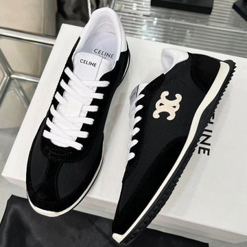 Celine 2026 Racer Sneaker Black White Velvet Fabric