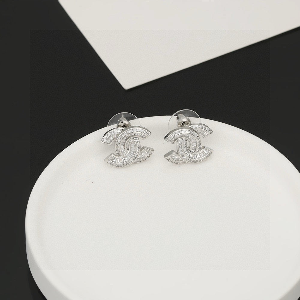 CC Double C Sliver Diamond Earrings