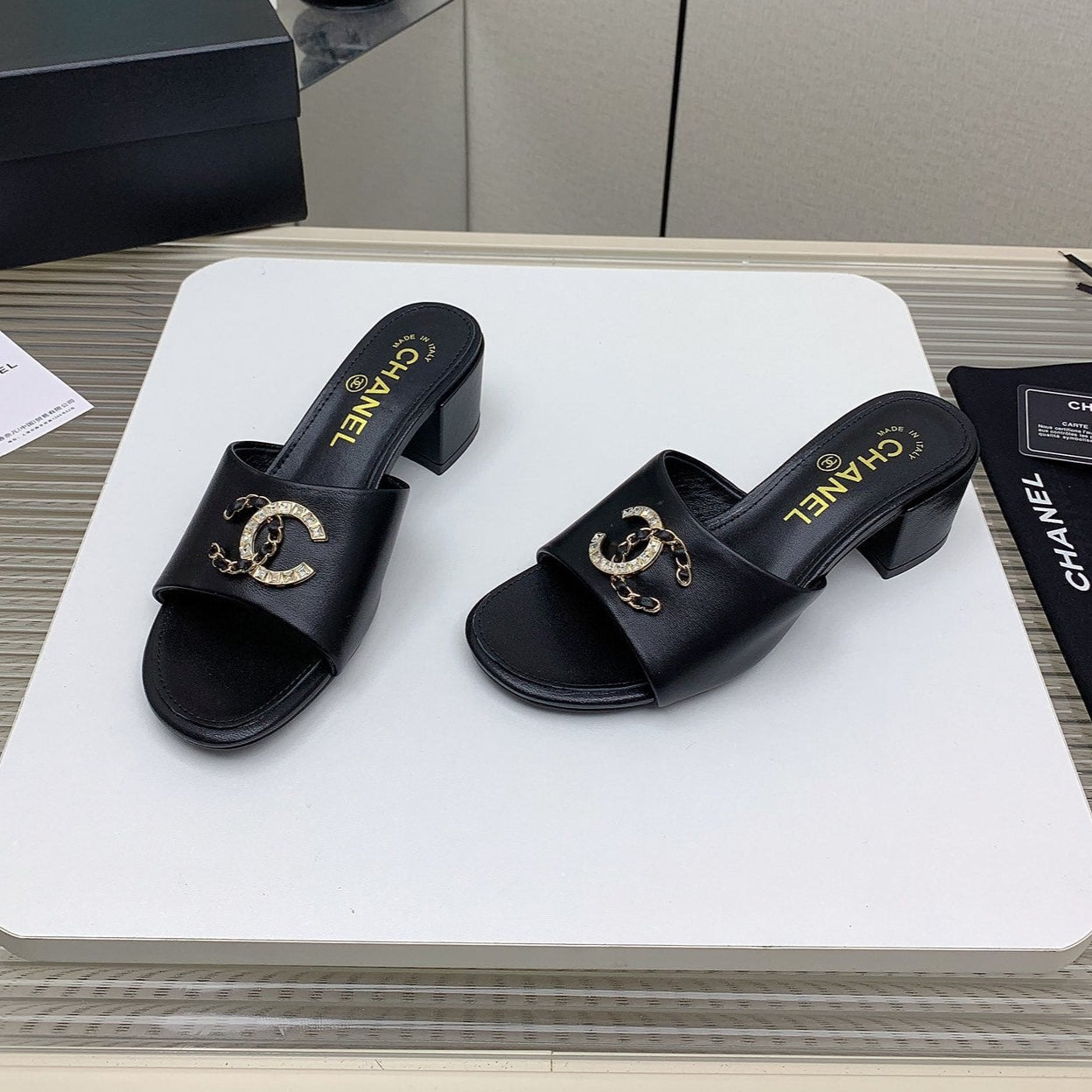CC Mule Sandals 50m In Black Lambskin 148976