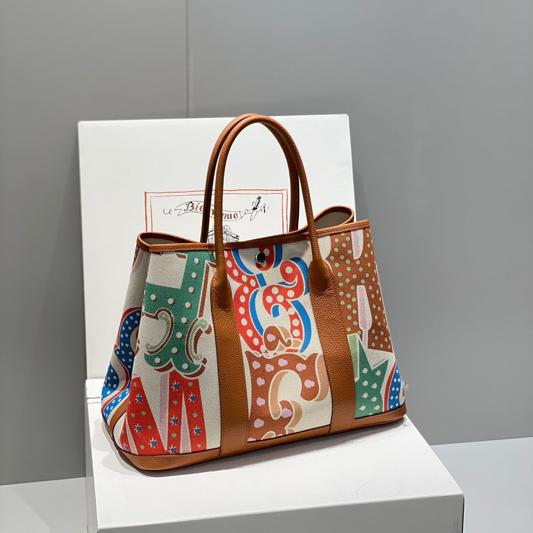 HM Garden Party 36 Multicolor Canvas and Negonda Calfskin 243393