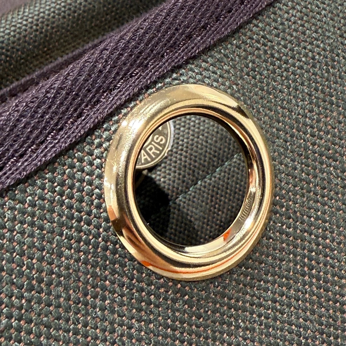 HM Mini Herbag Gold Buckle 20 Army Green Canvas and Hunter Cowhide 243360