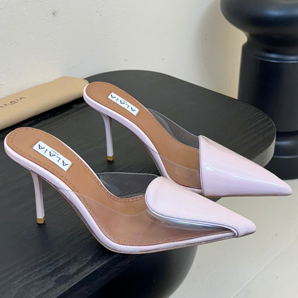 Alaia 25 Coeur Abstrait Mules Pink Lambskin 297036