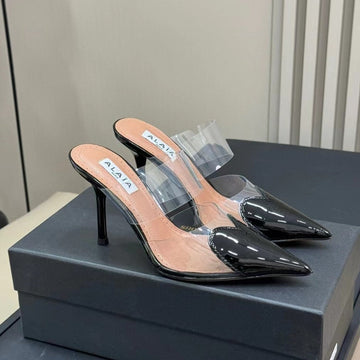 alaia mule 90 optic black heart lambskin