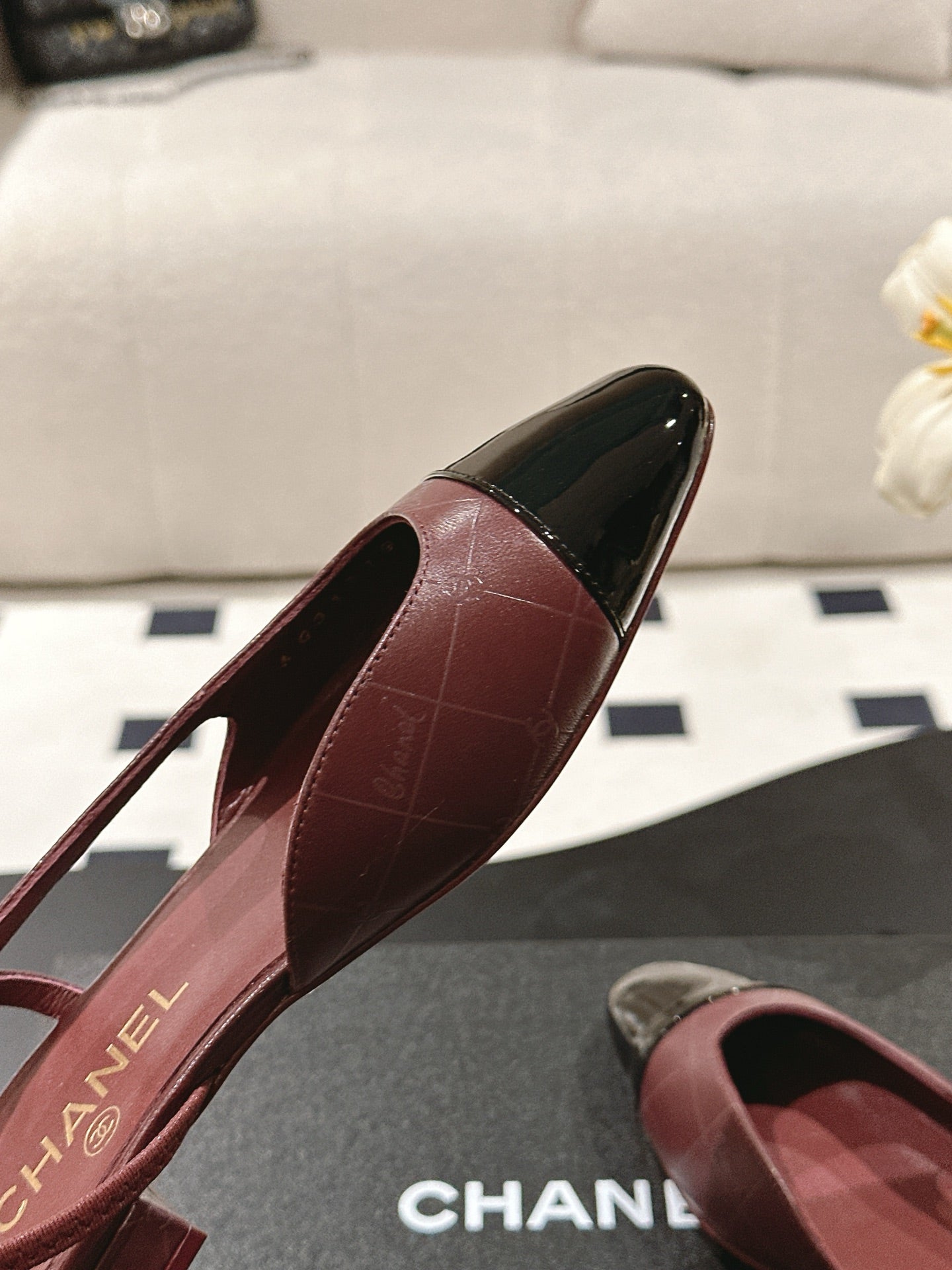 CC 25 Slingback Flats Red Emobossed Leather 237491