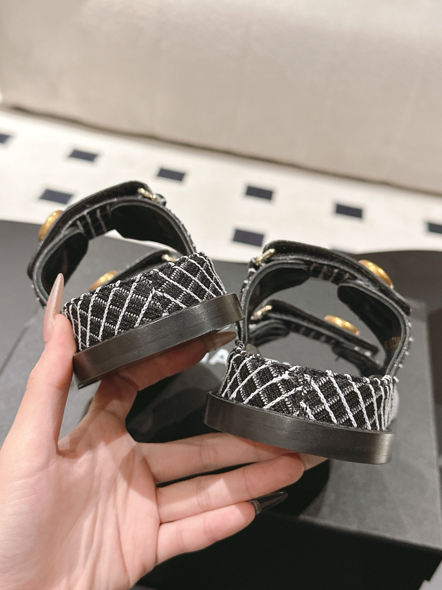 CC 25 Dad Sandal Mule Black mix White Fabric 237576
