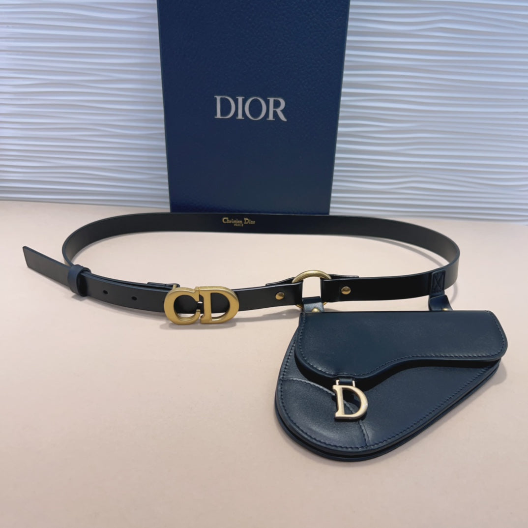 Saddle Removable Pouch Black Calfskin 20mm Belt