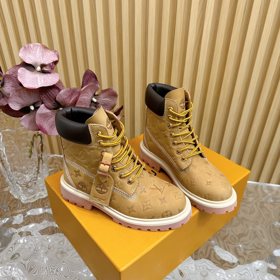 LV x Timberland 6-In High End Ankle Boot Brown Yellow Monogram Suede